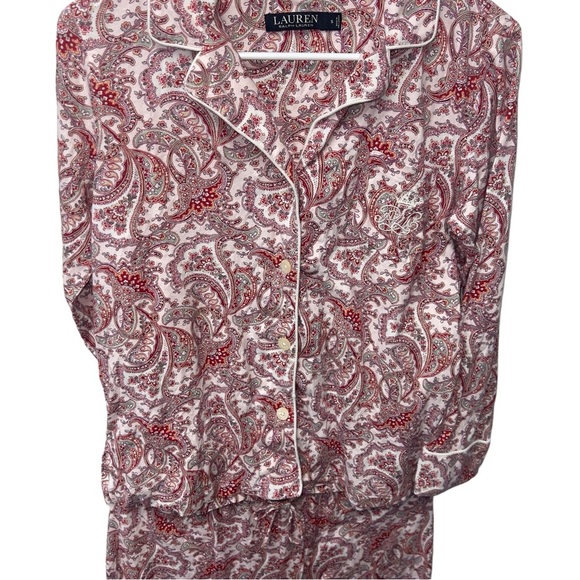 Lauren Ralph Lauren Floral Paisley Print Cotton 2 Piece Comfy Sleep Pajama Set - Picture 5 of 14